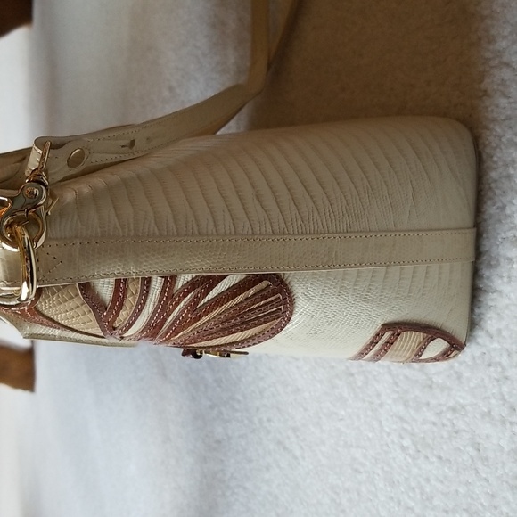 Brahmin Butterfly Design Vanilla Cream Monte Large Duxbury Satchel - Picture 6 of 10